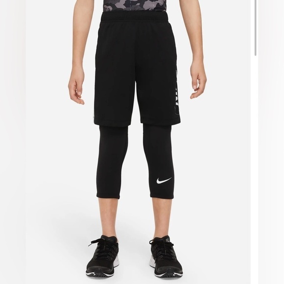 Nike Elite Boys Training Tights 3/4 Length Black XL - Picture 1 of 1